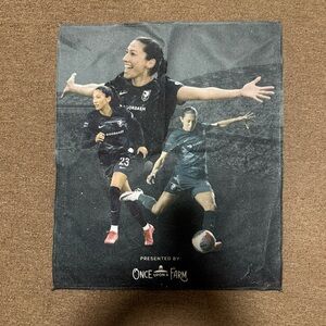 Angel City Football Club Black Soccer towel. Fan giveaway at BMO stadium.